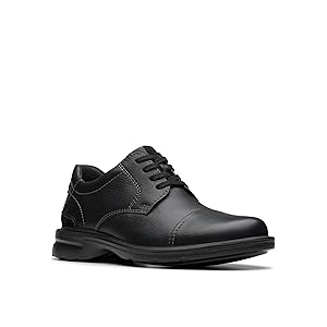 Amazon.com | Clarks Men's Gessler Cap Oxford, Black Leather